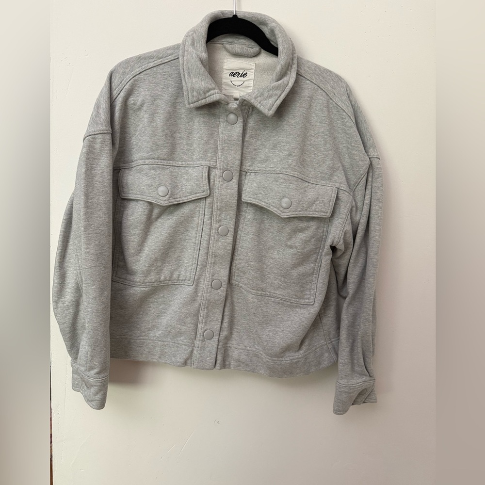 Aerie women’s trucker jacket size M gray minimalist casual layer travel‎ wear